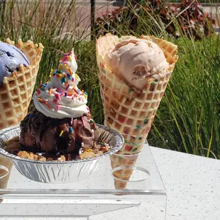 Sundaes and waffle cones!