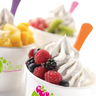 a variety of frozen yogurts