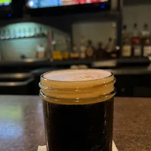 a beverage in a jar