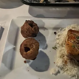 The Cook shoved his finger into it when putting back together the fritter I broke apart that was RAW