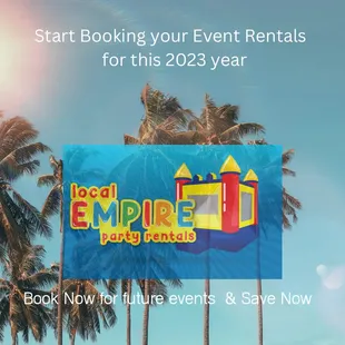 It's not too early to book your future events with your Local Empire Party Rental's for this year, Contact us at 951-476-4284