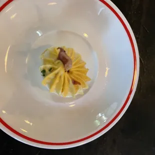 Devil egg - actually - comes on a plater with several deviled eggs (6 or 12)