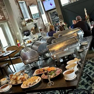 Farm table with delicious Sunday brunch selections