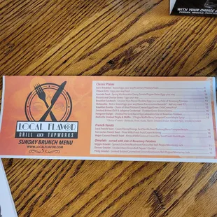 Menu Sunday brunch