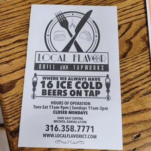 menu