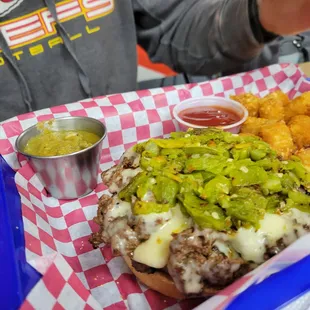 Green chili cheeseburger. So good