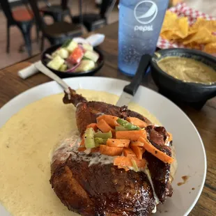 Smoked Yardbird with cheesy grits