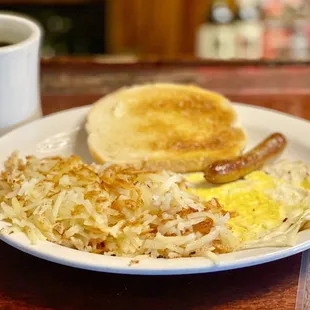 The Early Bird with Hash Browns, Sourdough Toast &amp; Coffee