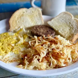 The Early Bird with Hash Browns, Sourdough Toast &amp; Coffee