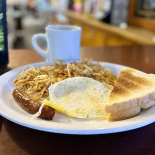 The Early Bird with Hash Browns, Sourdough Toast &amp; Coffee