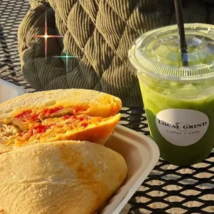 Iced matcha and turkey sandwhich a match made in heaven!!!