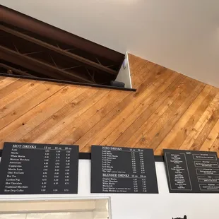 menus on the wall