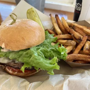 Confluence burger and fries
