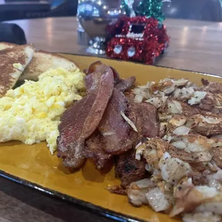 Eggs, Any Style, Hash Brown Potatoes, with Toast
