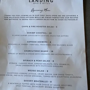 Little Bites - Opening Menu