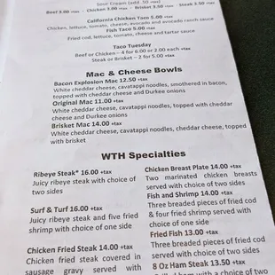 the menu