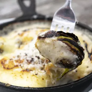 Brussels Au Gratin - Roasted Brussel Sprouts, Bechamel, Swiss, Manchego, Cracked Black Pepper