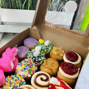 a box of mini donuts
