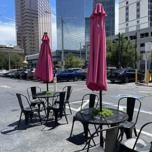 Outside seating with great shade umbrellas