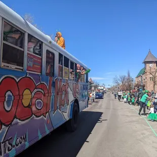 a crowd of people on the street