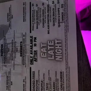 menu