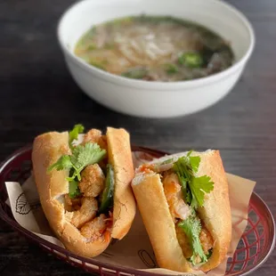 Fried Shrimp Banh Mi ($11) - cornmeal crusted shrimp, a little different and a whole lot of yummy!