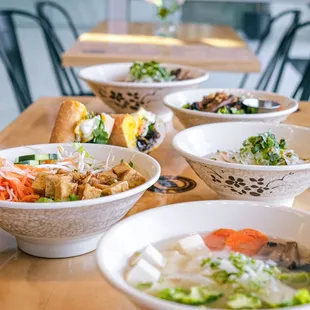 bowls of food on a table