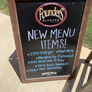 New menu items.