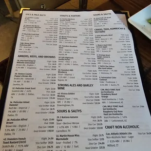 Beer Menu