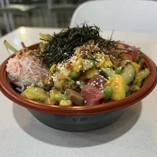 a bowl of food on a table