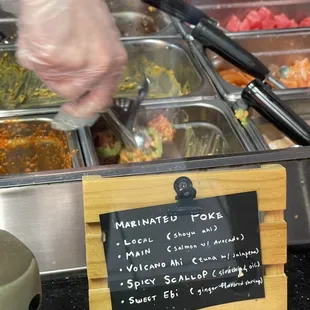 Marinated poke and their sauces