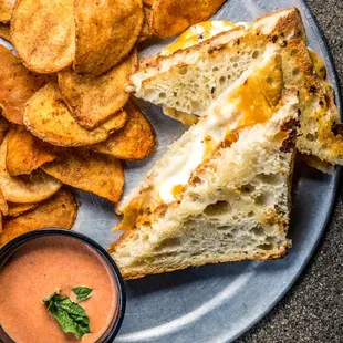 Postmaster Grilled Cheese with tomato bisque