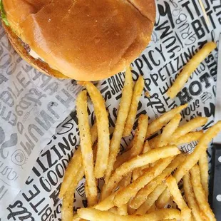 Juicy Brucie burger and fries