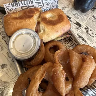Cubano Panini &amp; onion rings