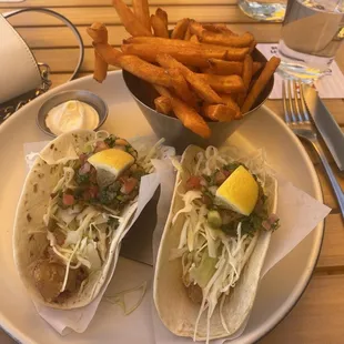 Fish tacos- fish is kinda small, not that crunchy, but would still order again.