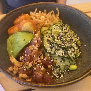 Ahi tuna poke rice bowl- not recommended
