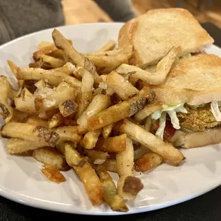 BLT Sandwich (fried green tomato) and Fries