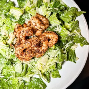 Caesar salad with blackened shrimp
