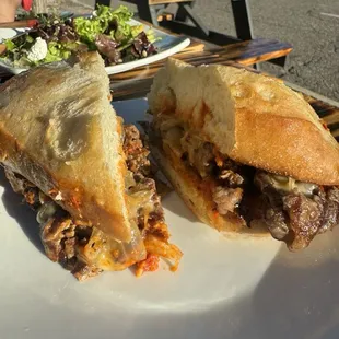 Chopped Steak Sandwich, Beet Salad in background