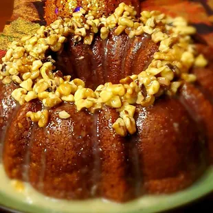 Walnut caramel pumpking spice cake
