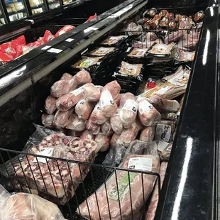 a meat section in a grocery store