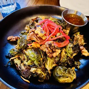 Crisp Brussels with Thai chili sauce