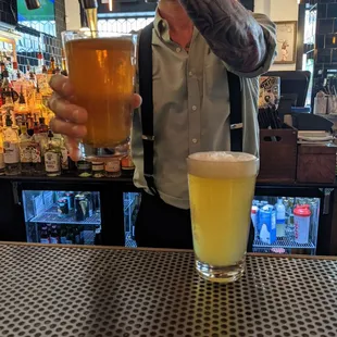 The owner pulling a draft of Helltown Rapture.