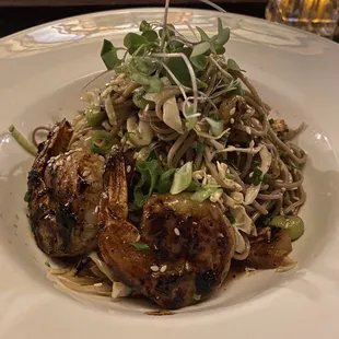 Caramelized pineapple soba with shrimp (extra $10 for just two)