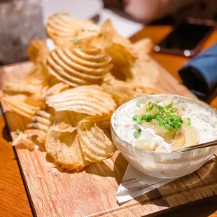 Onion dip and homemade chips