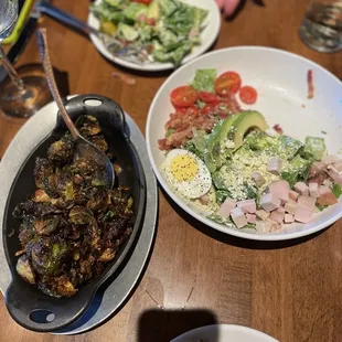 Salad and Brussels sprouts lunch