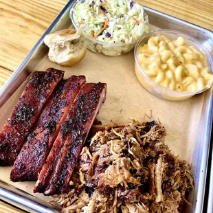 Ribs, Pulled Pork, Macaroni, Cole Slaw