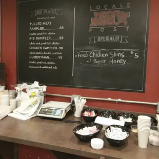 a menu on a blackboard