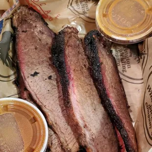 No that's not my shadow,  its just how unevenly overcooked the brisket is