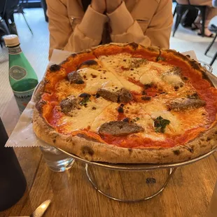 Margherita Pizza with sliced meatballs